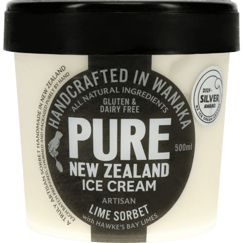 Pure New Zealand Ice Cream Gluten & Dairy Free Artisan Lime Sorbet