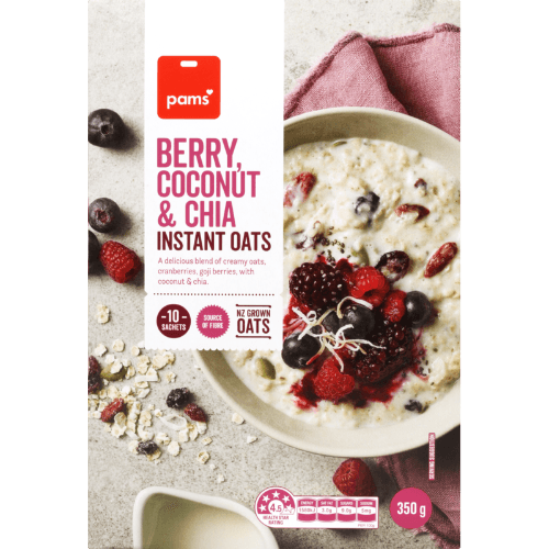Pams Berry Coconut & Chia Instant Oats Sachets