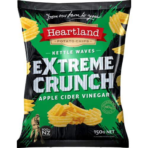 Heartland Extreme Crunch Apple Cider Vinegar Kettle Waves Potato Chips