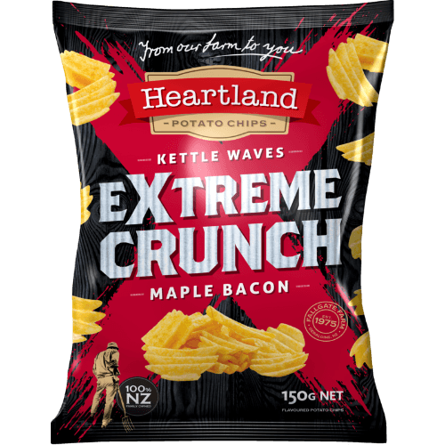 Heartland Extreme Crunch Maple Bacon Kettle Waves Potato Chips
