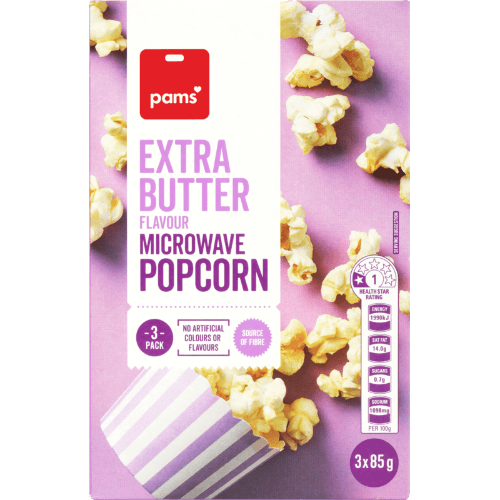 Pams Extra Butter Flavour Microwave Popcorn