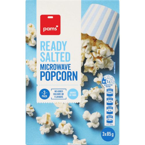 Pams Ready Salted Microwave Popcorn