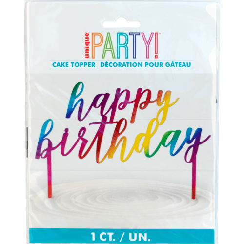 Unique Rainbow Metallic Cake Topper
