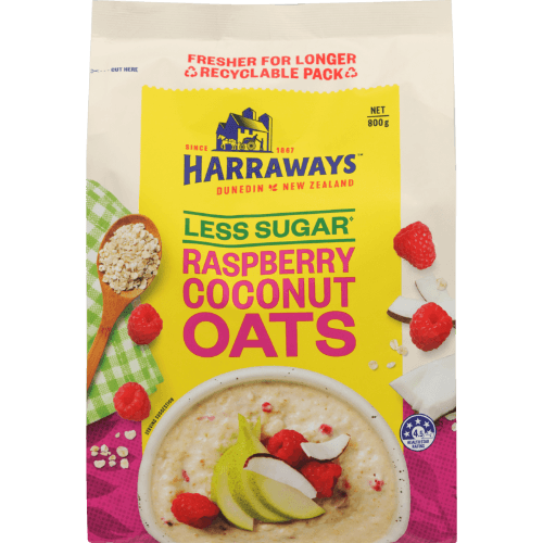 Harraways Less Sugar Raspberry Coconut Oats