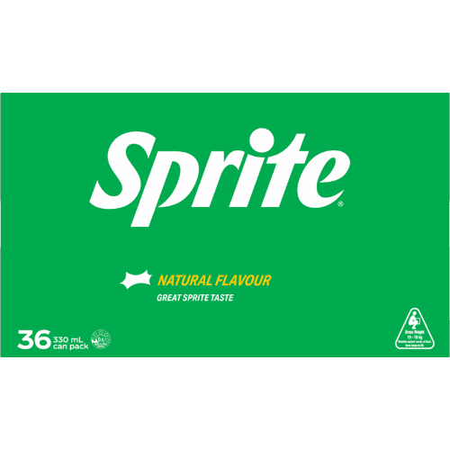 Sprite Natural Flavour Soft Drink Cans 36 × 330 mL