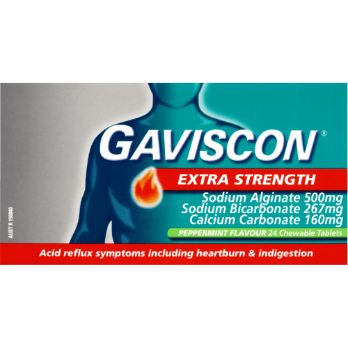 Gaviscon Extra Strength Peppermint Heartburn & Indigestion Relief Chewable Tablets