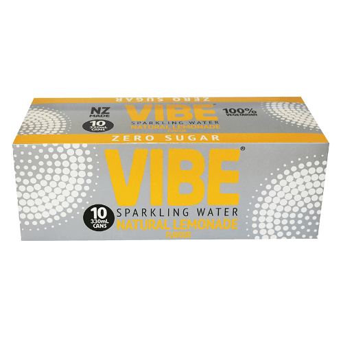 Vibe Natural Lemonade Flavour Sparkling Water Cans 10 × 330 mL