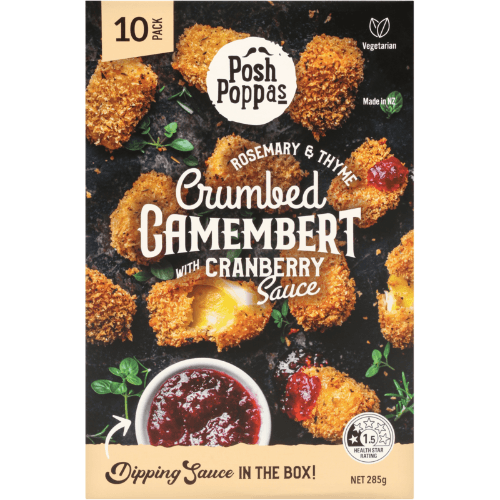 Posh Poppas Rosemary & Thyme Crumbed Camembert With Cranberry Sauce