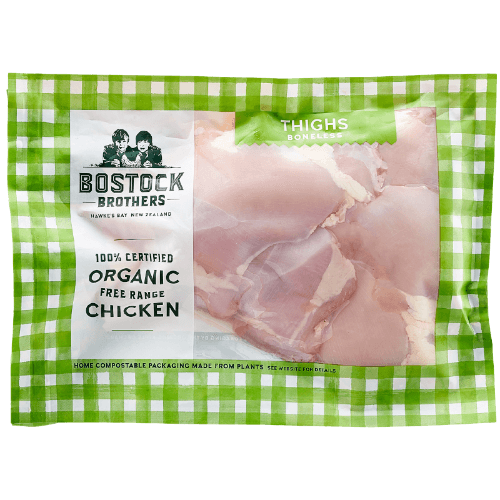Bostock Brothers 100% Certified Organic Free Range Boneless Chicken Thighs 500 g