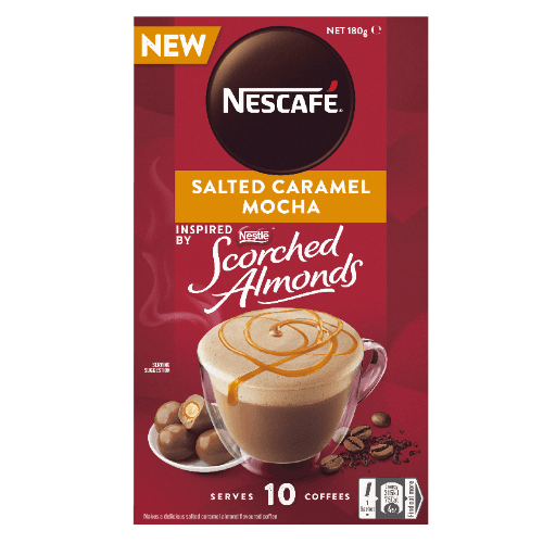 Nescafe Scorched Almond Salted Caramel Mocha Coffee Sachets 10 × 18 g