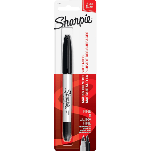 Sharpie Twin Tip Fine & Ultra Fine Permanent Black Marker