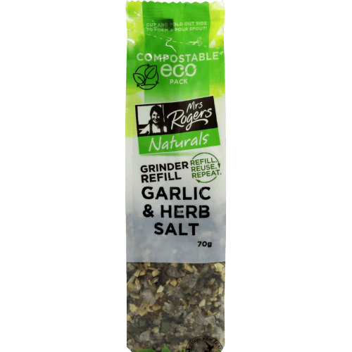 Mrs Rogers Naturals Garlic & Herb Salt Grinder Refill