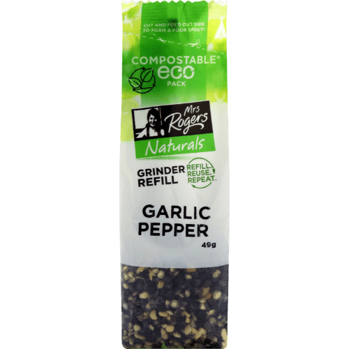 Mrs Rogers Naturals Garlic Pepper Grinder Refill