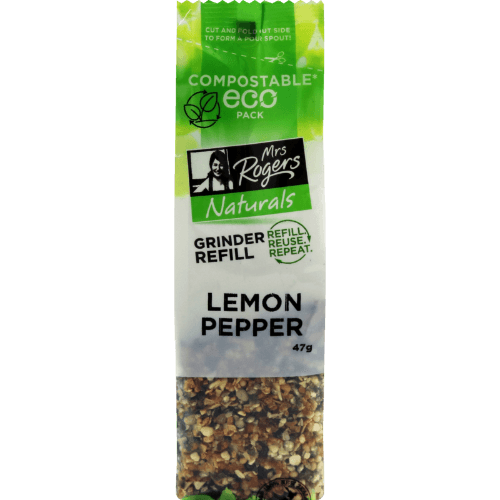 Mrs Rogers Naturals Lemon Pepper Grinder Refill