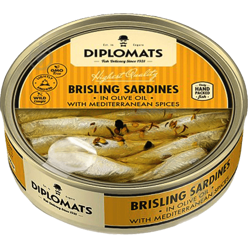 Diplomats Brisling Sardines In Olive Oil With Mediterranean Spices