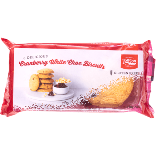 Jon-Jon Gluten Free Cranberry White Choc Biscuits