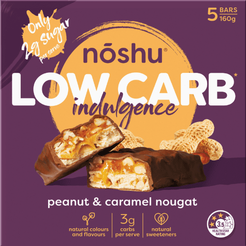 Noshu Low Carb Peanut & Caramel Nougat Indulgence Bars