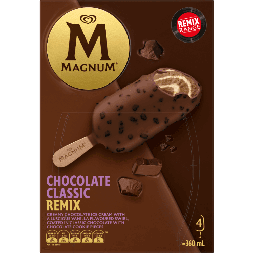 Magnum Chocolate Classic Remix Ice Cream 4 × 90 mL