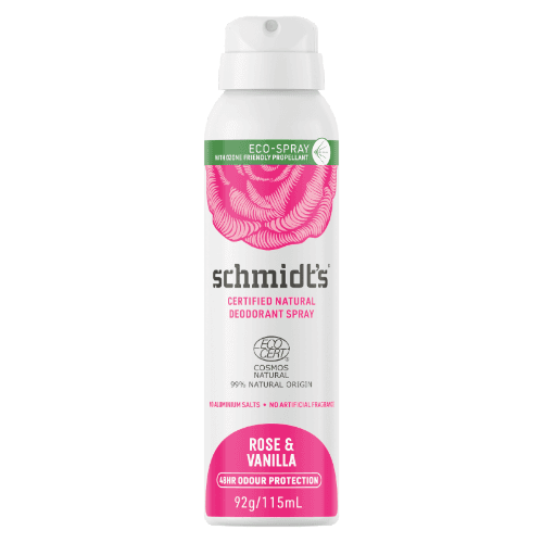 Schmidt's Rose & Vanilla Certified Natural Deodorant Spray 115 mL