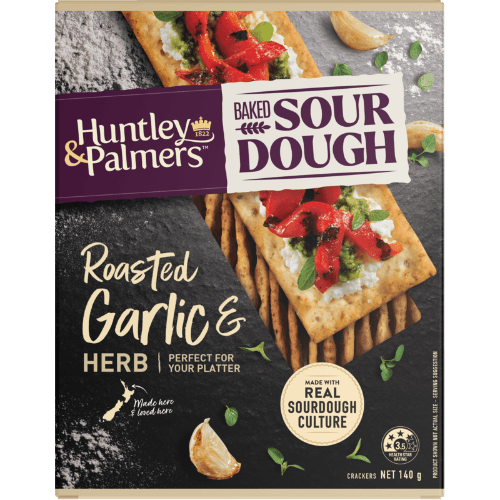 Huntley & Palmers Roasted Garlic & Herb Baked Sourdough Crackers
