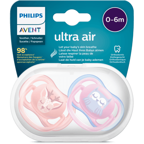 Philips Avent Ultra Air Pink Soother 0-6 Months 2 pack