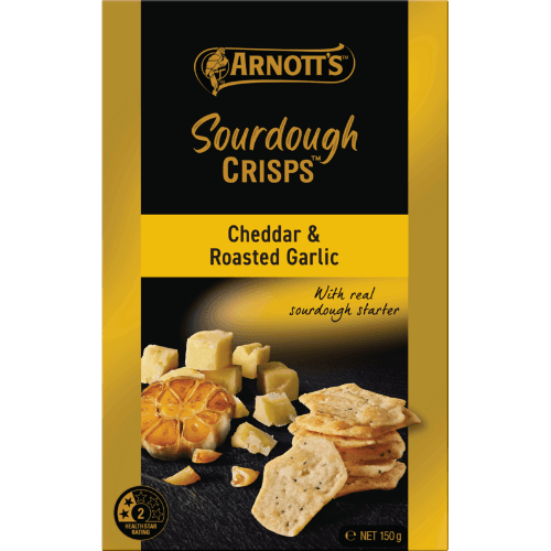 Arnott's Sourdough Crisps Cheddar & Roast Garlic Crackers