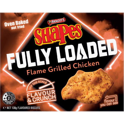 Arnott's Shapes Fully Loaded Flame Grilled Chicken Flavoured Biscuits