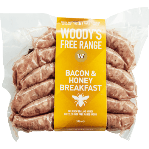 Woodys Free Range Bacon & Honey Breakfast Sausages