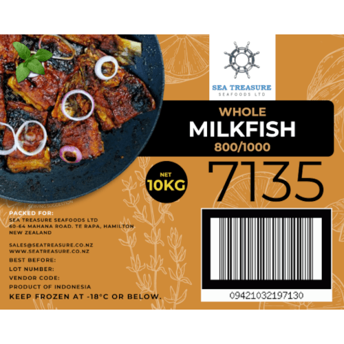 Sea Treasure Seafood Whole 800/1000 Milkfish 10 kg
