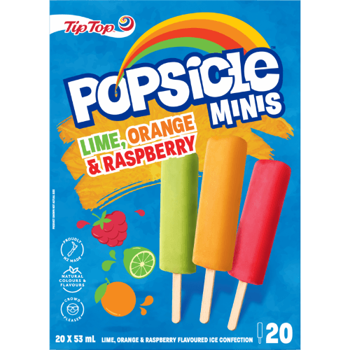 Tip Top Popsicle Minis Mixed Lime Orange & Raspberry Ice Blocks