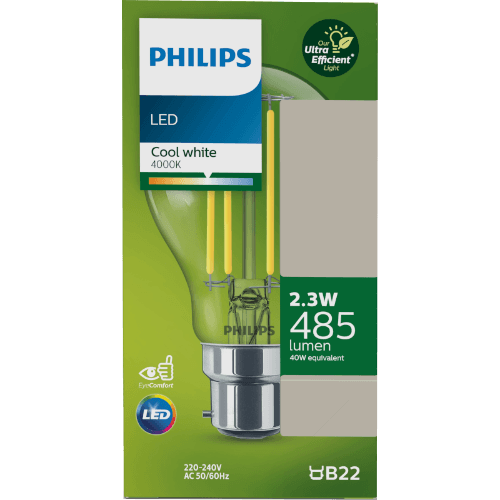 Philips 2.3W B22 Cool White A60 LED Bulb