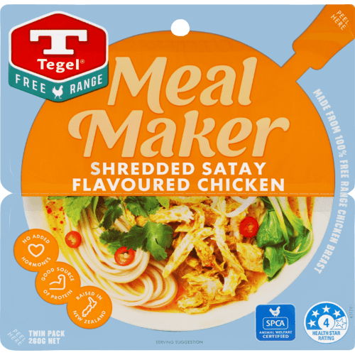 Tegel Free Range Meal Maker Shredded Satay Flavoured Chicken