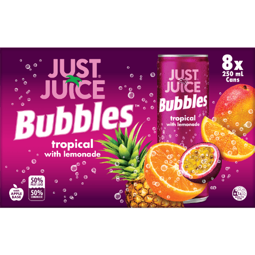 Just Juice Bubbles Tropical Lemonade Carbonated Fruit Drink
