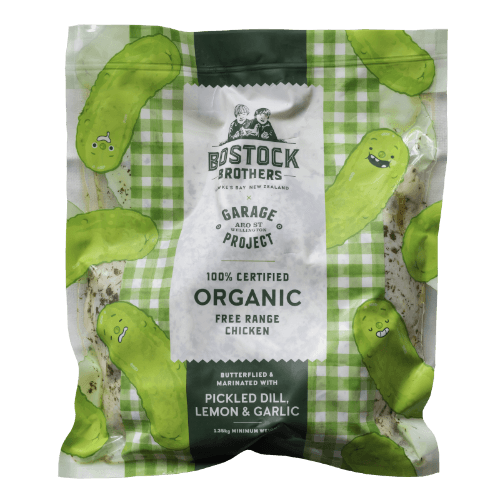 Bostock Brothers 100% Certified Organic Free Range Pickled Dill Lemon & Garlic Butterflied Chicken 1.35 kg