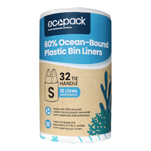 Ecopack Small Ocean-Bound Recycled Plastic Bin Liners with Handles 18L