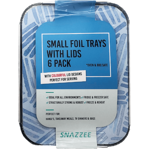 Snazzee Small Foil Tray with Coloured Lid 6 pack