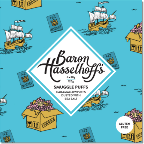 Baron Hasselhoff's Smuggle Puffs Caramallowpuffs Dusted With Sea Salt Chocolate