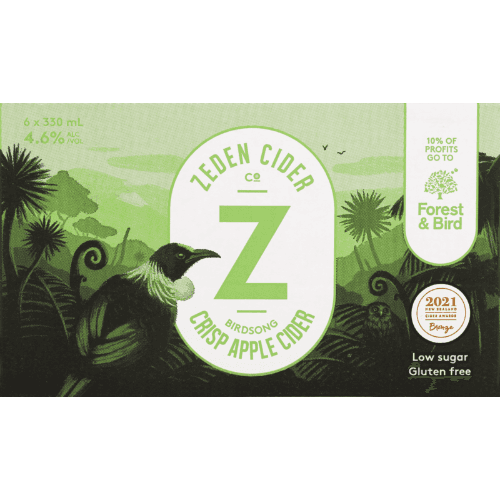Zeden Birdsong Crisp Apple Cider 6 × 330 mL