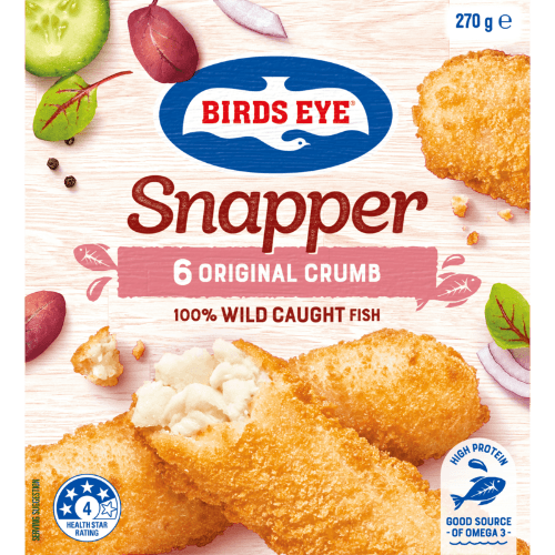 Birds Eye Original Crumb 100% Wild Caught Snapper Fish 6 × 45 g