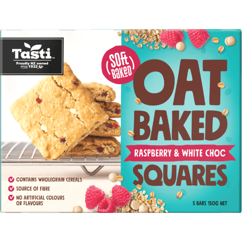 Tasti Raspberry & White Choc Oat Baked Squares