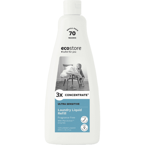 Ecostore 3x Concentrate Ultra Sensitive Fragrance Free Laundry Liquid Refill 840 mL