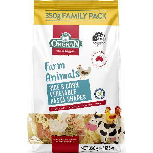 Orgran Farm Animals Rice & Corn Vegetable Pasta Shapes