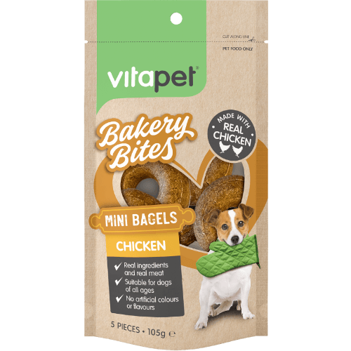 VitaPet Bakery Bites Chicken Mini Bagels Dog Treats 5 pack
