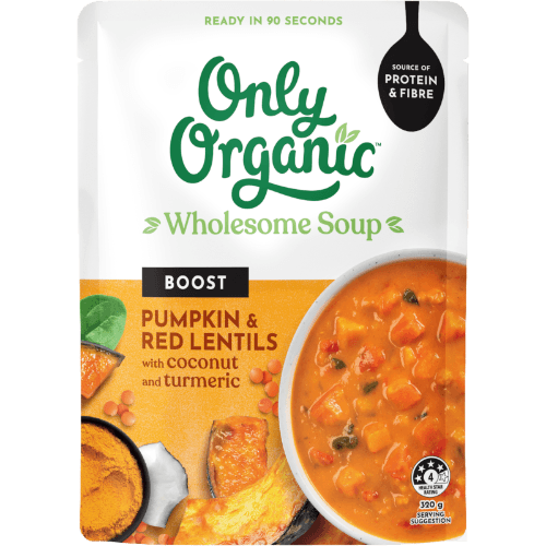 Only Organic Boost Pumpkin Red Lentils With Coconut & Turmeric Wholesome Soup
