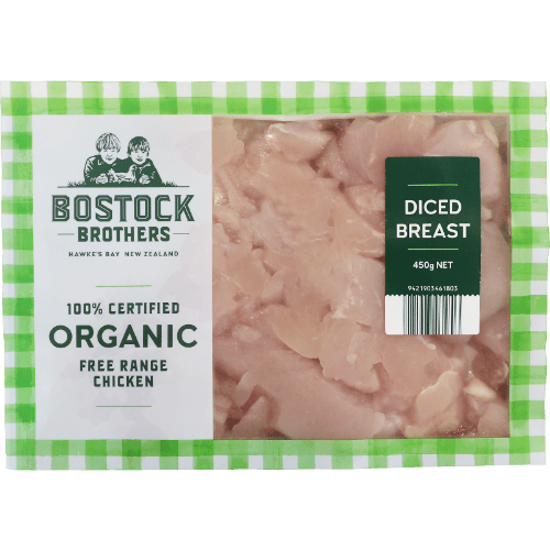 Bostock Brothers 100% Certified Organic Free Range Diced Chicken Breast