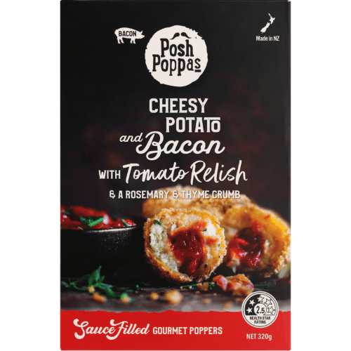 Posh Poppas Cheesy Potato & Bacon With Tomato Relish