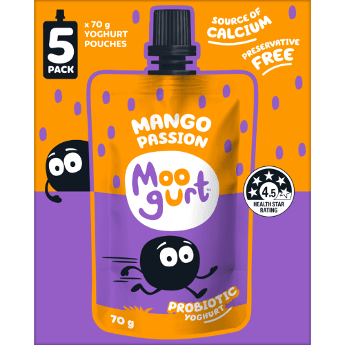 Moogurt Mango Passion Probiotic Yoghurt Pouch