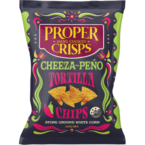 Proper Crisps Cheeza-Peno Stone Ground White Corn Tortilla Chips