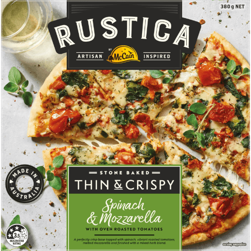 McCain Rustica Stone Baked Thin & Crispy Spinach & Mozzarella Pizza