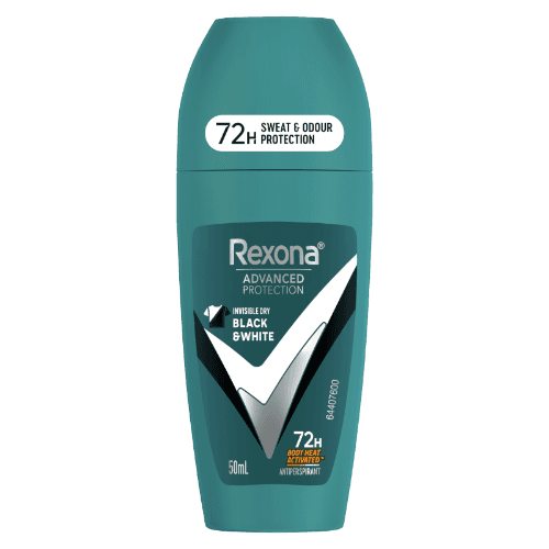 Rexona Men Advanced Protection Invisible Dry Black & White 72Hr Antiperspirant Deodorant Roll On